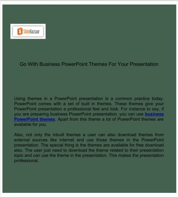 Go With Business PowerPoint Themes For Your Presentation