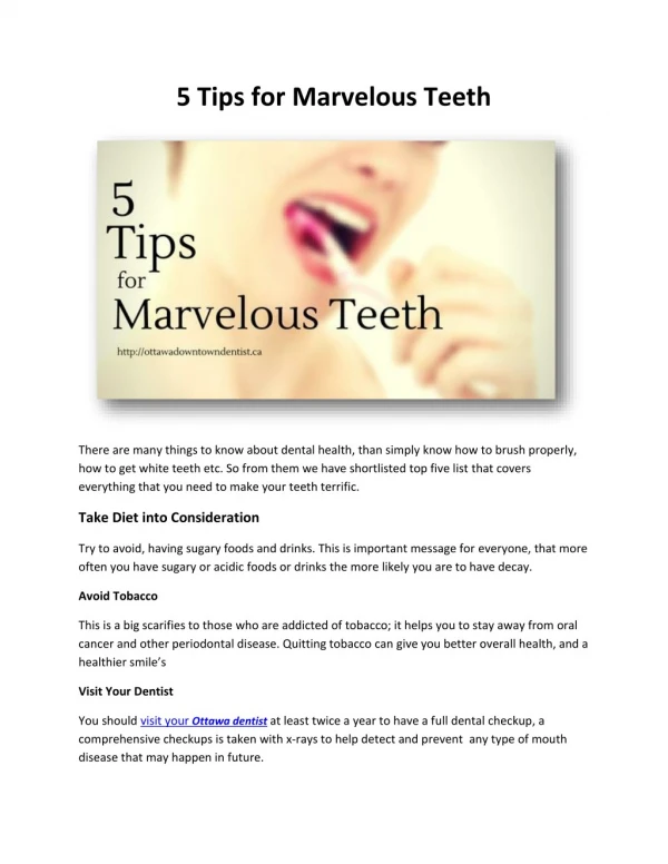 5 Tips for Marvelous Teeth