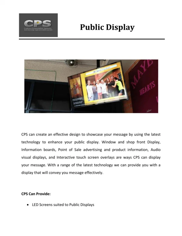 Public Display | Custom Presentation Systems