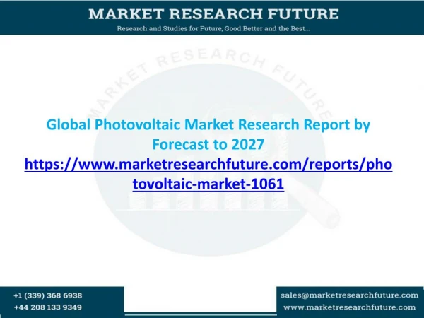 Global Photovoltaic Market Research Report by Forecast to 2027