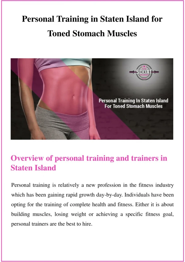 Personal Training in Staten Island for Toned Stomach Muscles