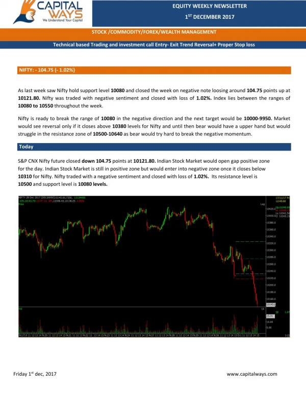 Capital Ways Weekly Equity Report 4th Dec 2017
