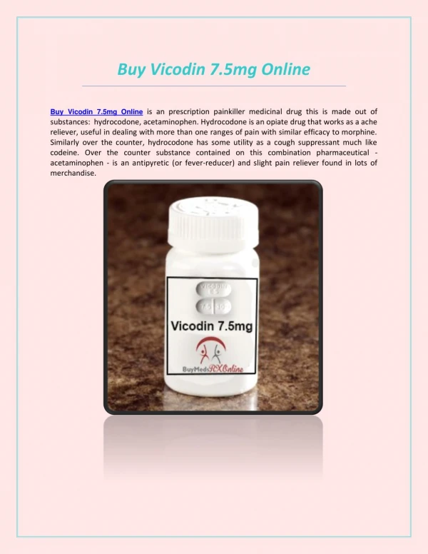 Buy vicodin 7 5mg online