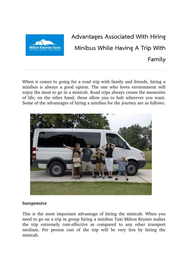 Advantages Associated With Hiring Minibus While Having A Trip With Family