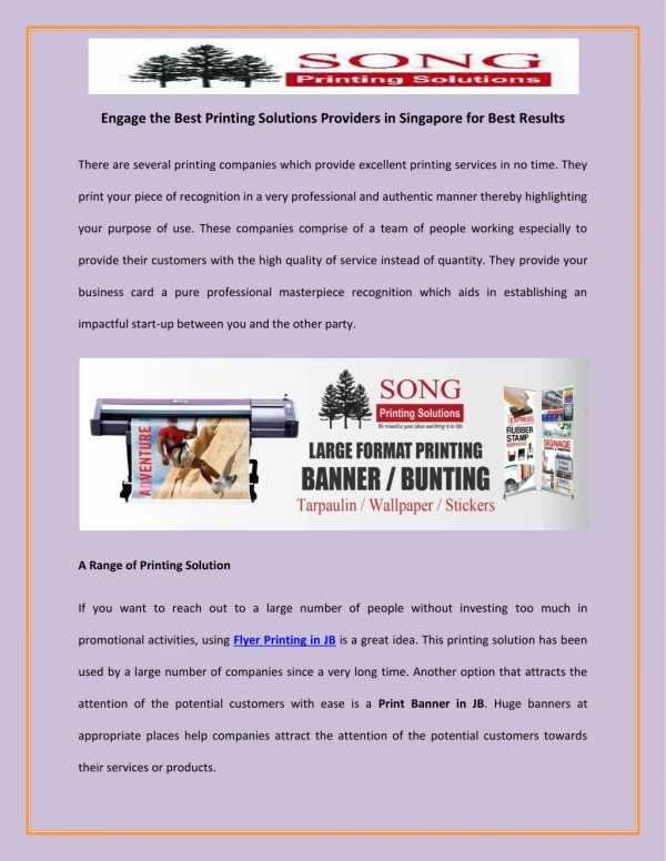 Engage the Best Printing Solutions Providers in Singapore for Best Results