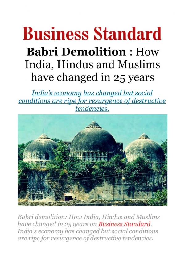 Babri Demolition: How India, Hindus and Muslims have changed in 25 years