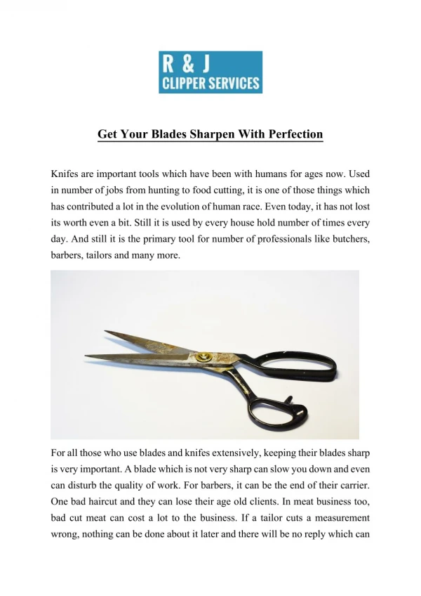 Get Your Blades Sharpen With Perfection - R & J Clipper Services