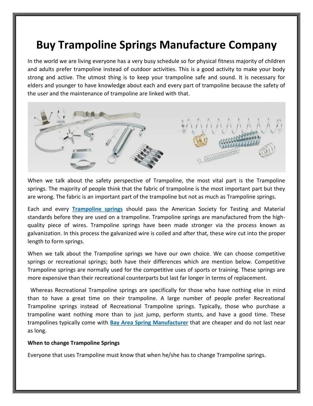 buy trampoline springs manufacture company