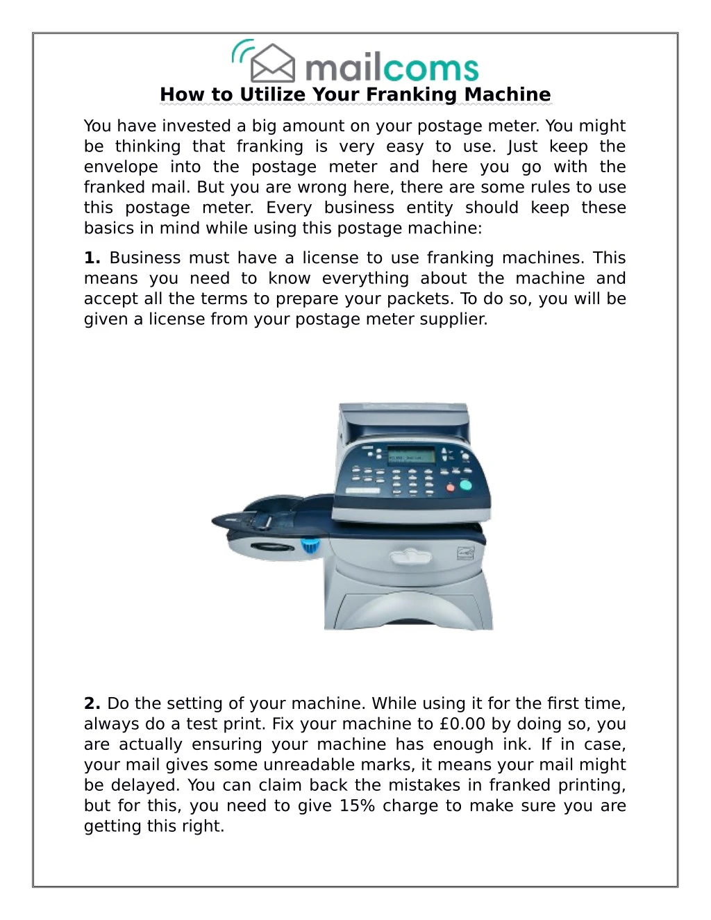 how to utilize your franking machine