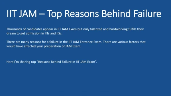 IIT JAM - Top Reasons Behind Failure