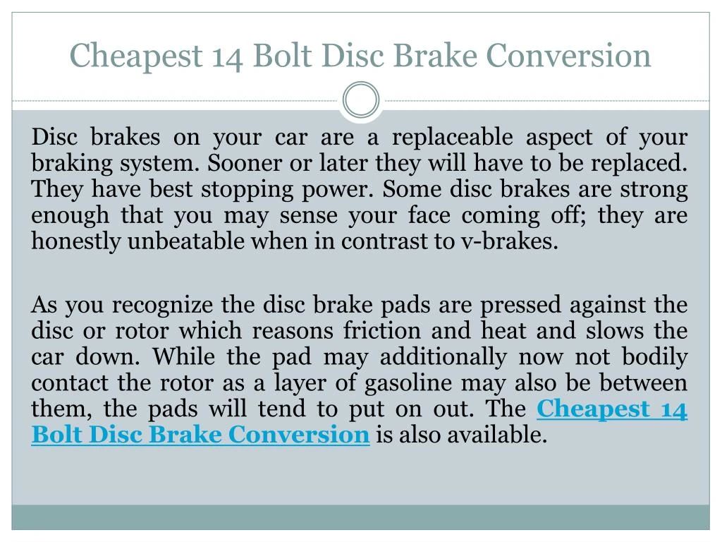 cheapest 14 bolt disc brake conversion