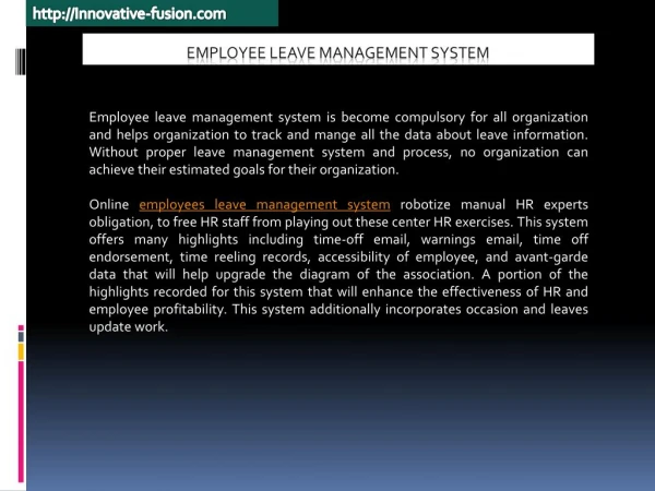 Entire Employee Leave Management System and Process