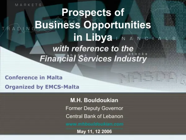 Prospects of Business Opportunities in Libya with reference to the Financial Services Industry