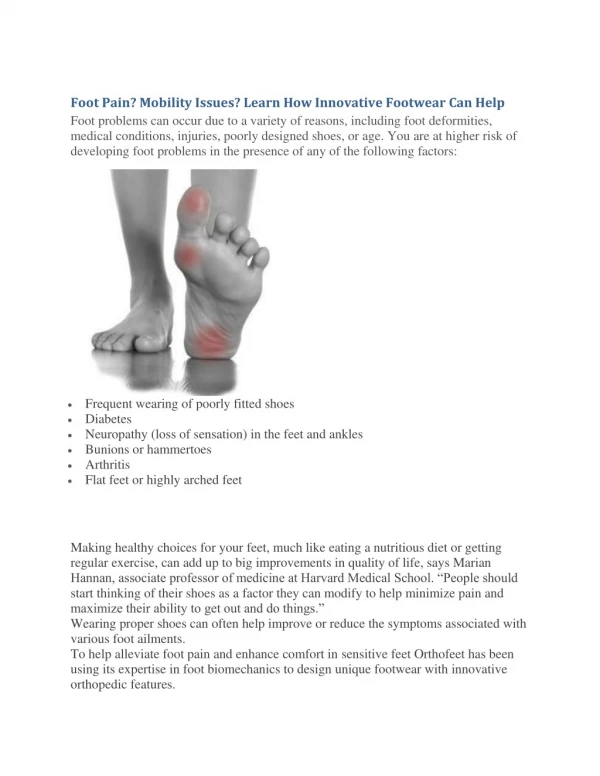 Foot Pain? Mobility Issues? Learn How Innovative Footwear Can Help