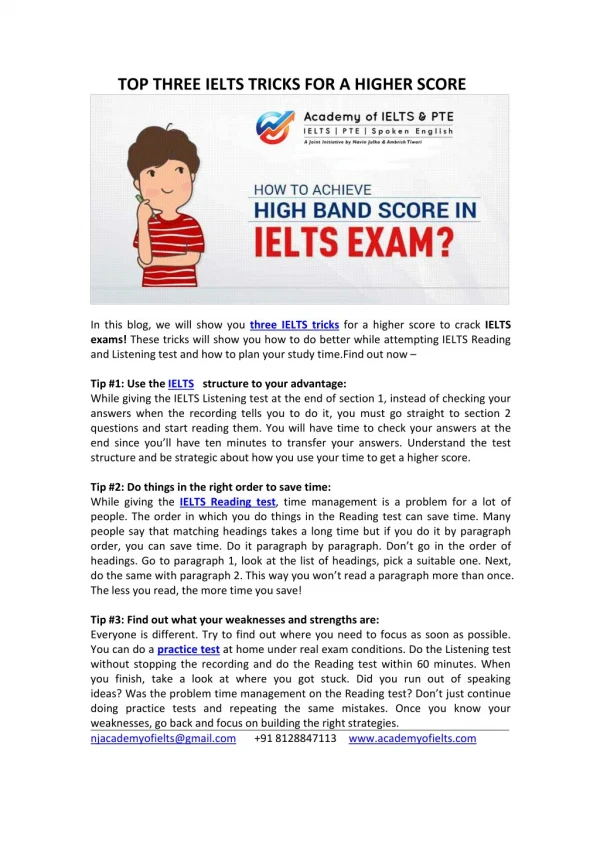 Three best tips for IELTS success at Academy of IELTS & PTE