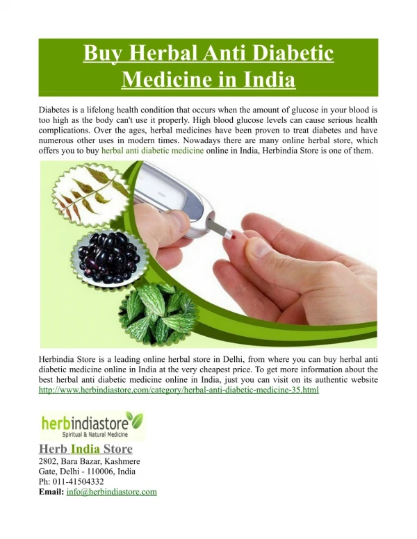 Buy Herbal Anti Diabetic Medicine in India