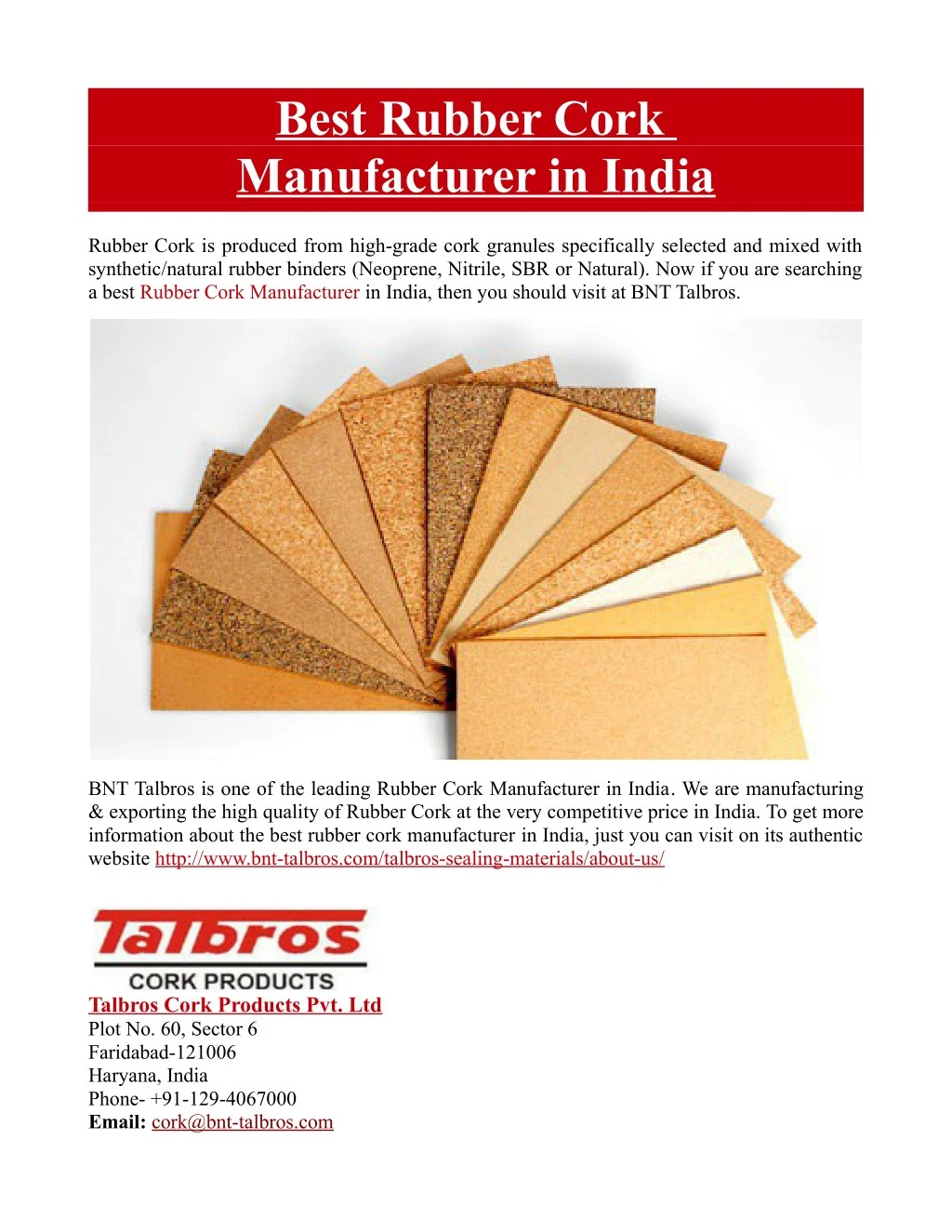 best rubber cork manufacturer in india