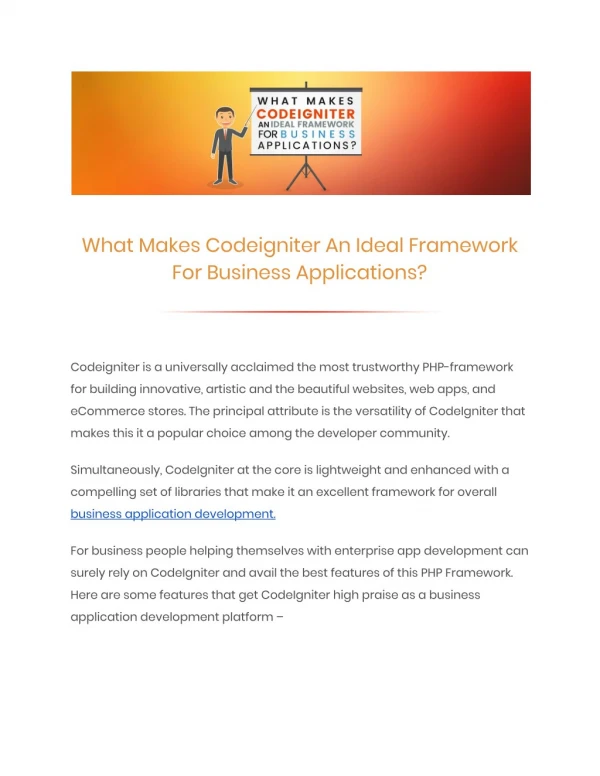 What Makes Codeigniter An Ideal Framework For Business Applications?