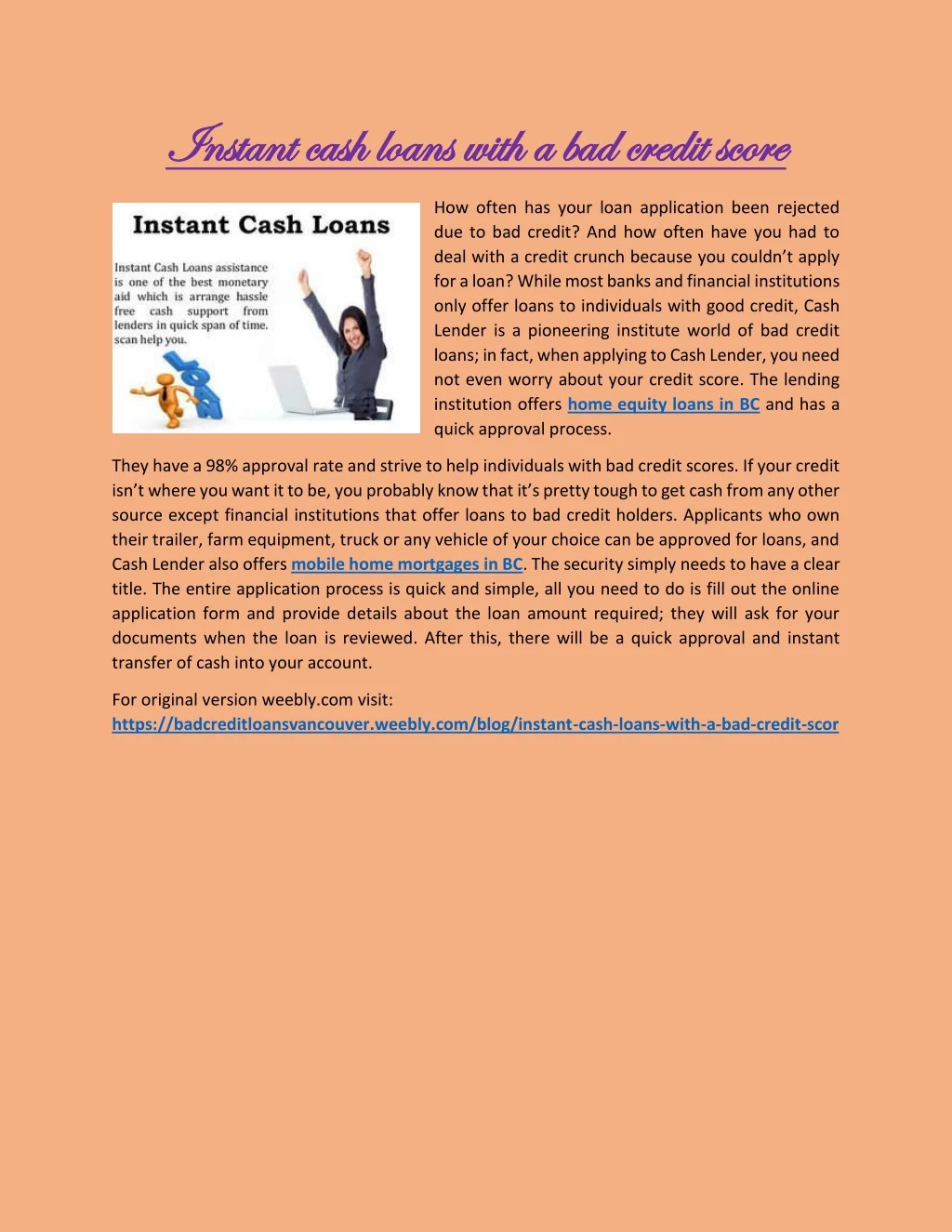 instant cash loans with a bad credit score