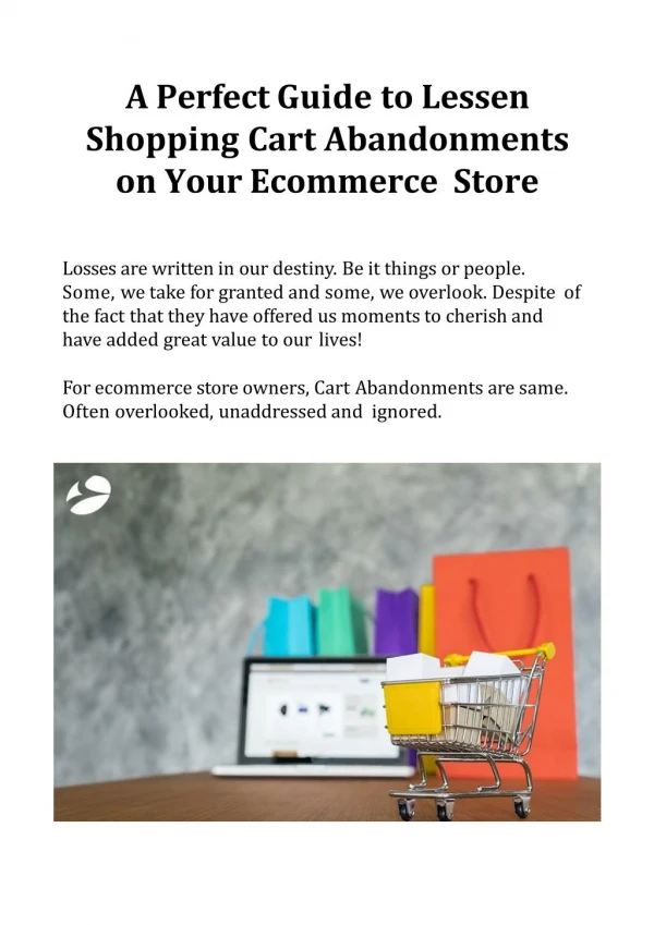 A Perfect Guide to Lessen Shopping Cart Abandonments on Your Ecommerce Store