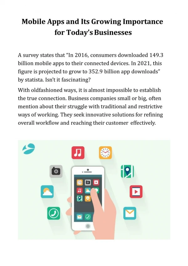 Mobile Apps and Its Growing Importance for Today’s Businesses