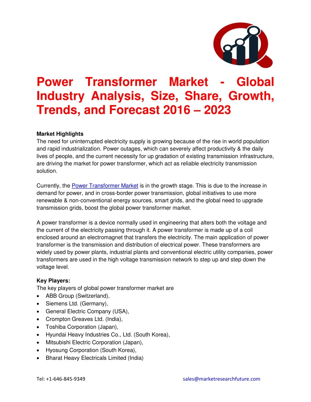 power transformer market global industry analysis