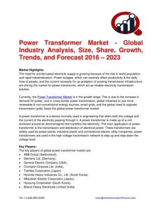 Power Transformer Market Research Report- Global Forecast to 2023 - slide 1