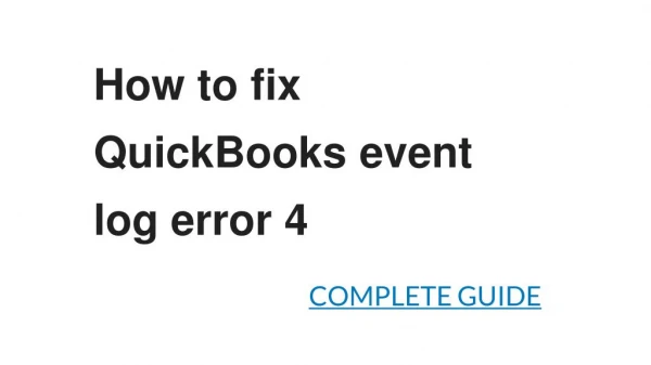 How to fix QuickBooks event log error 4
