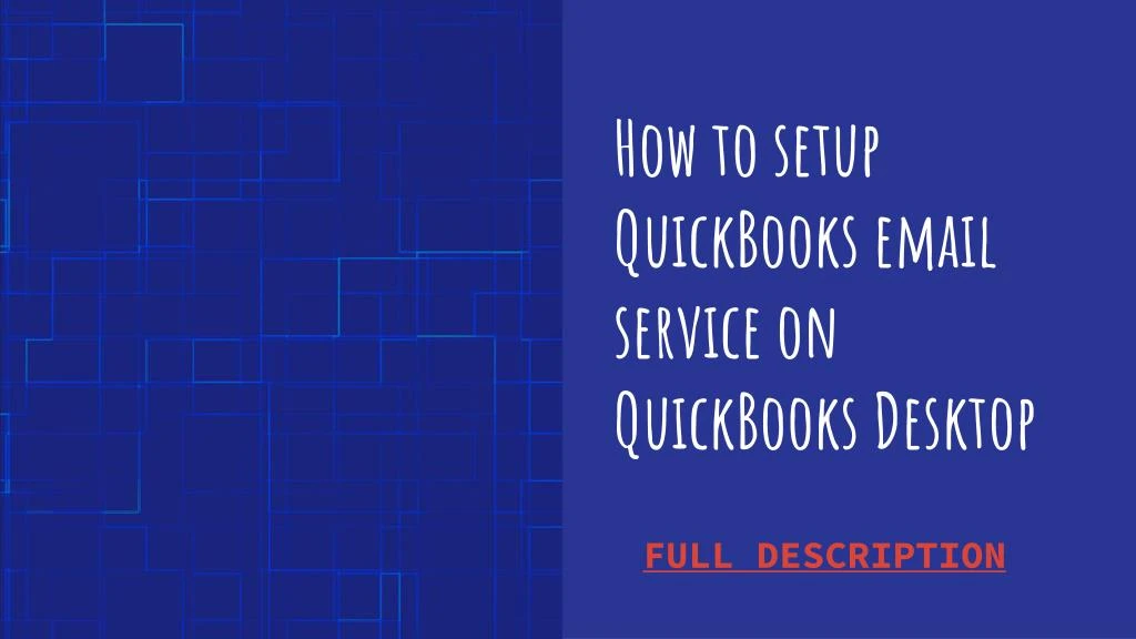 how to setup quickbooks email service on quickbooks desktop