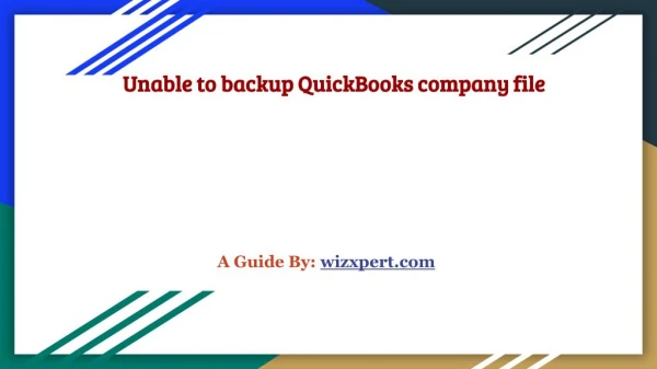 Unable to backup QuickBooks company file