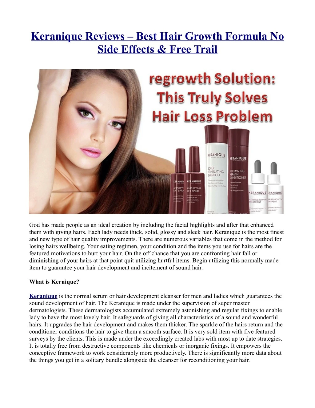 keranique reviews best hair growth formula