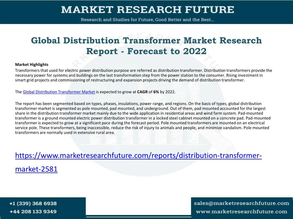 global distribution transformer market research report forecast to 2022