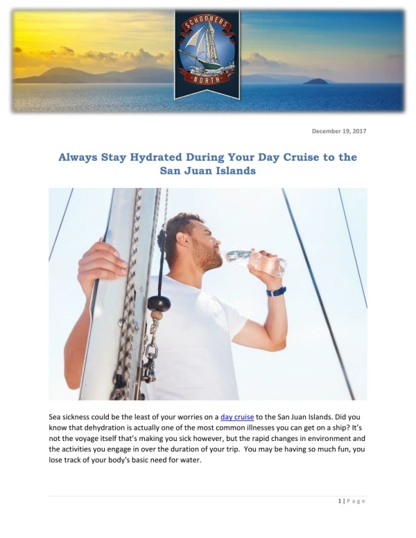 Always Stay Hydrated During Your Day Cruise to the San Juan Islands
