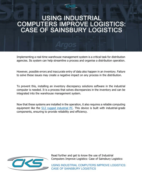 Using Industrial Computers Improve Logistics: Case of Sainsbury Logistics