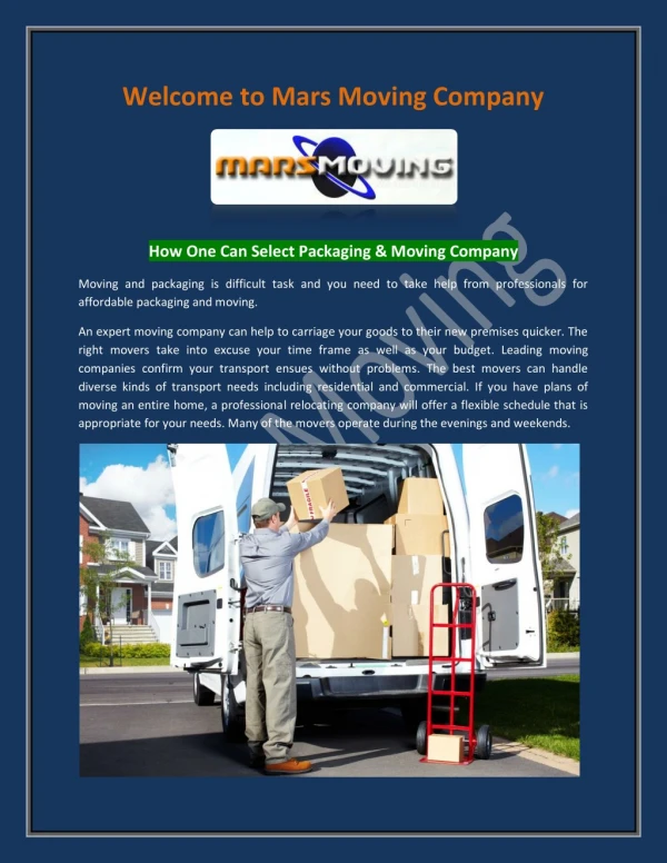 Movers and Packers Near Me, Moving Companies Marsmoving.ca