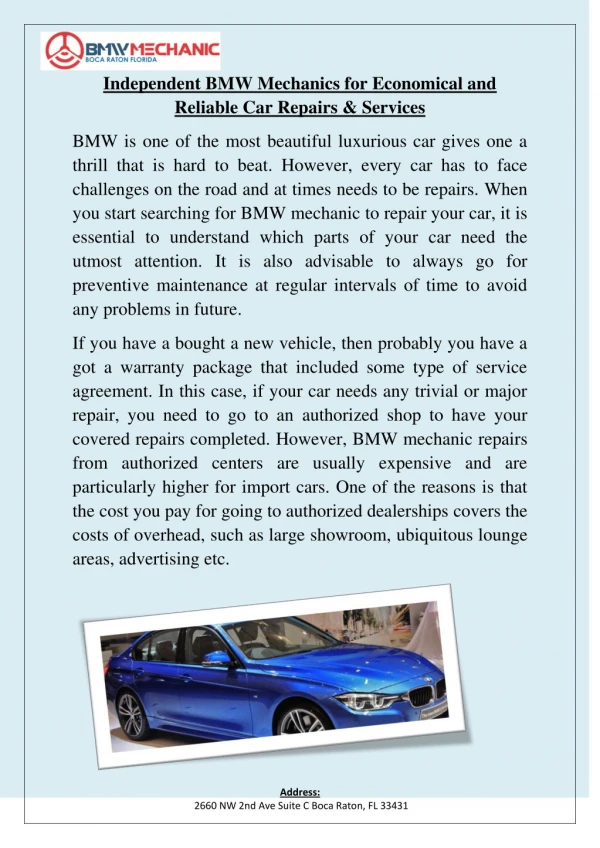 Independent BMW Mechanics for Economical and Reliable Car Repairs & Services