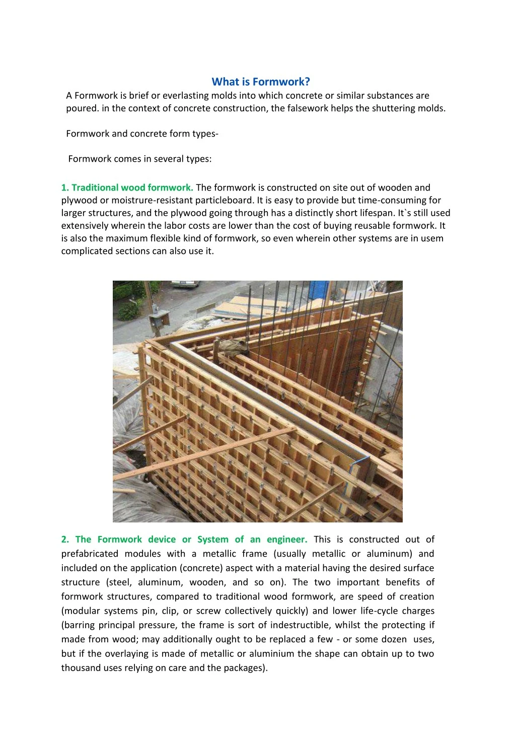 what is formwork