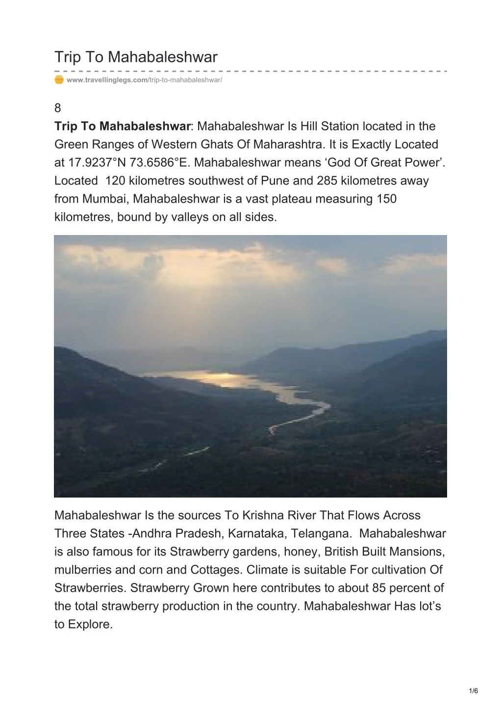trip to mahabaleshwar