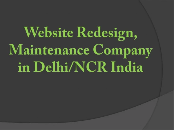 Website Redesign, Maintenance Company in Delhi-NCR India