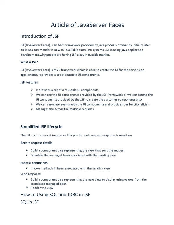 JavaServer Faces training article