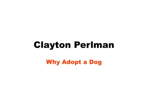 Clayton Perlman-Why Adopt a Dog