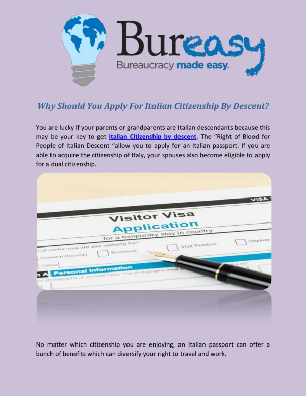 why should you apply for italian citizenship