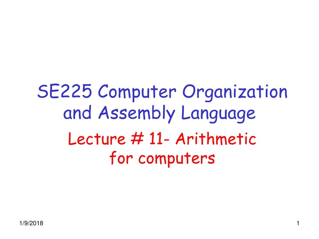 se225 computer organization and assembly language