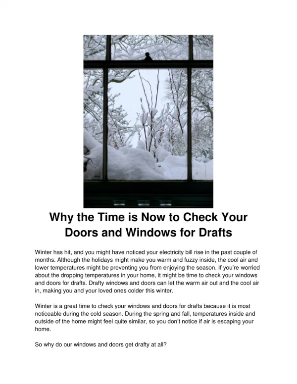 Why the Time is Now to Check Your Doors and Windows for Drafts