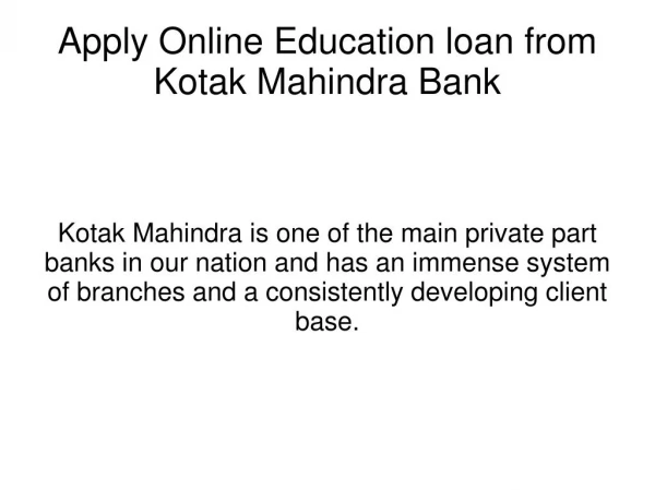 Kotak mahindra bank education loan