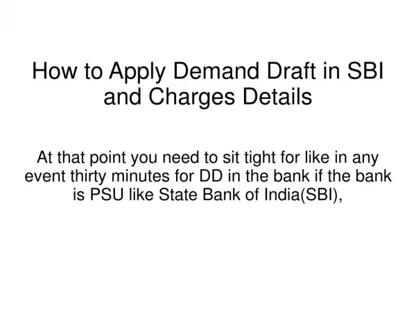 How to apply SbI Demand Draft Online with Check