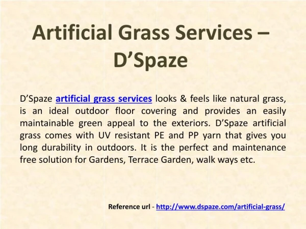 Get artificial grass services for your home by DSpaze