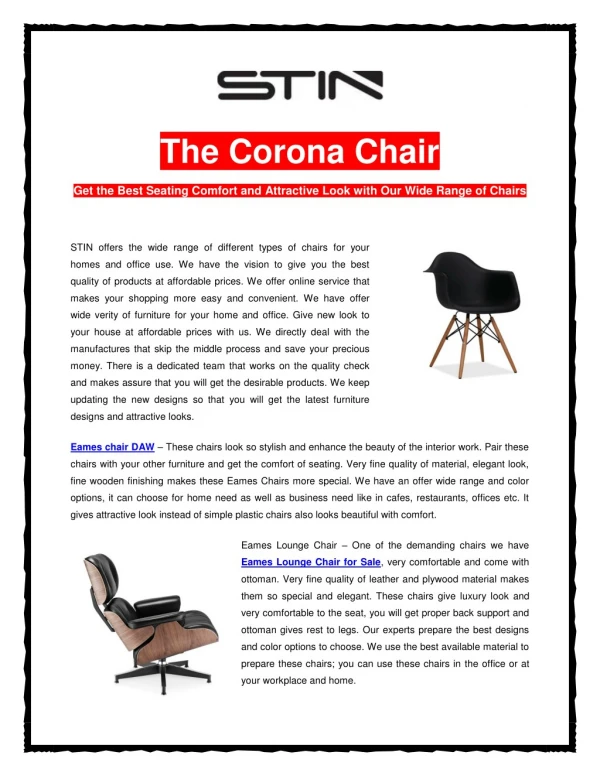 Get the Best Seating Comfort and Attractive Look with Our Wide Range of Chairs