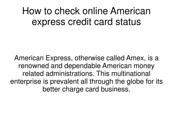 Check Online American Express card status