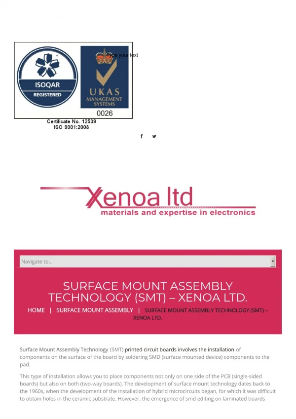 SURFACE MOUNT ASSEMBLY TECHNOLOGY (SMT) – XENOA LTD.